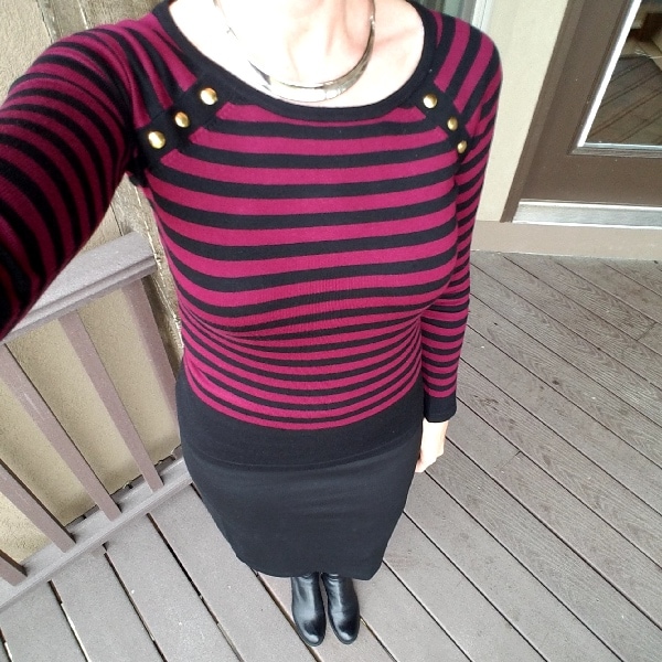 Burgundy black stripe sweater