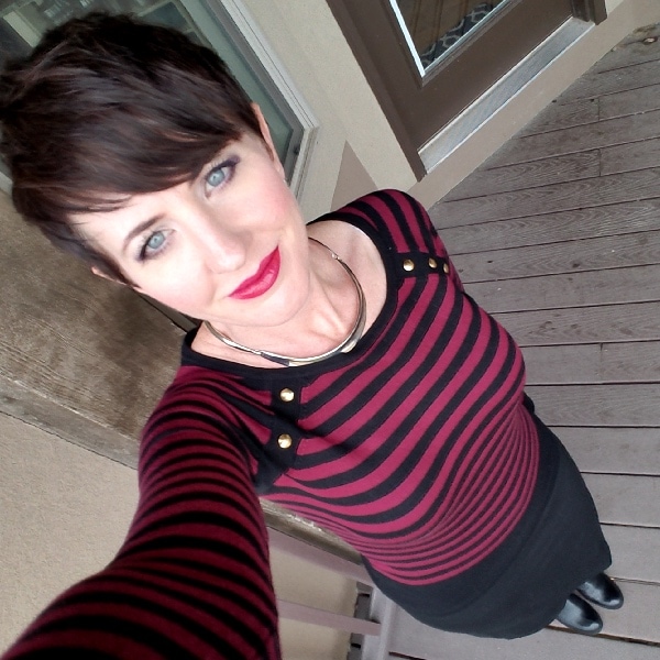 Burgundy black stripe sweater
