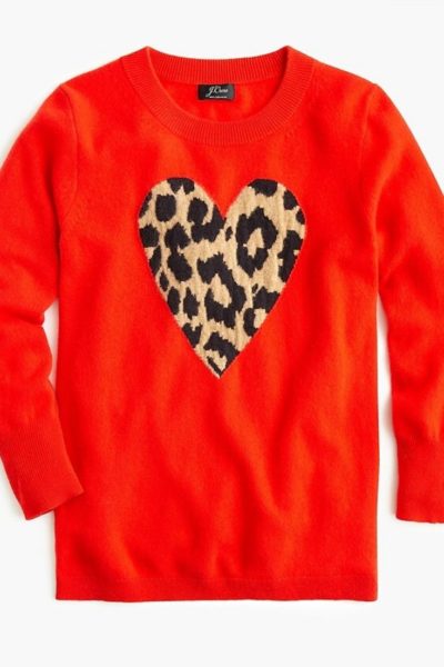 Leopard heart sweater e