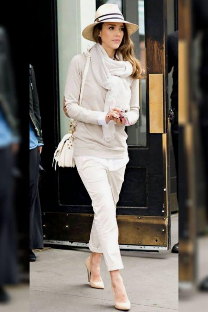 Jessica Alba showing off her signature soft classic style.