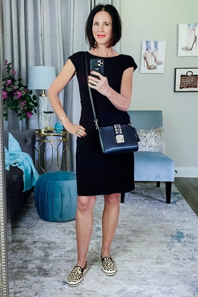 April from Stunning Style wearing a black dress.